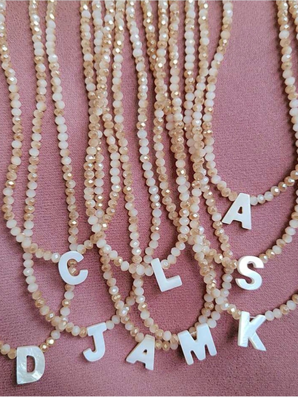 Initial Letter Beaded Necklace